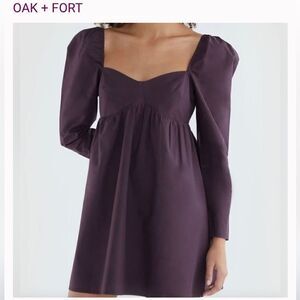 Oak + Fort Sweetheart Puff Sleeve Mini‎ Dress Sz L